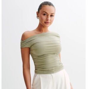 Meshki Alayna Slinky Ruched Top-Sage